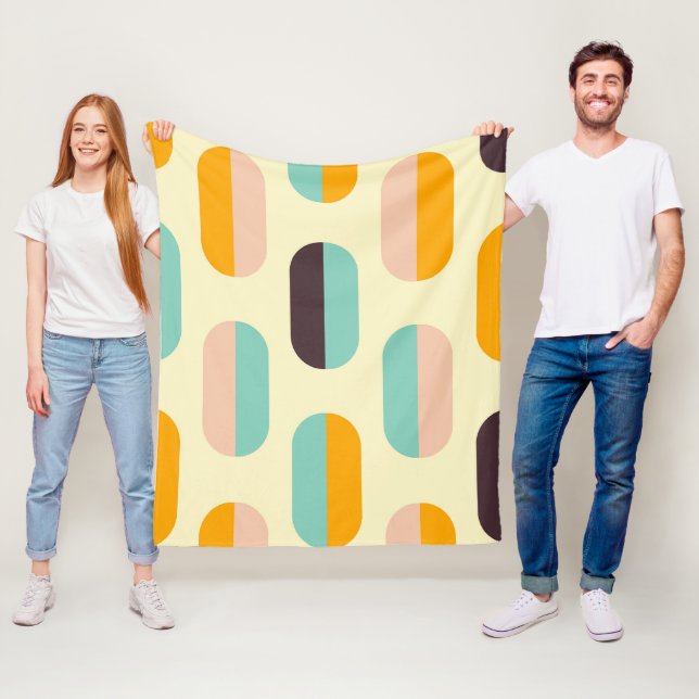Seamless geometric pattern in retro vibes fleece blanket (In Situ)