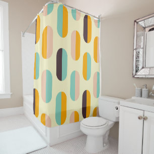 Seamless geometric pattern in retro vibes shower curtain