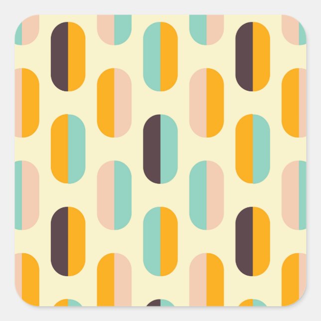 Seamless geometric pattern in retro vibes square sticker (Front)