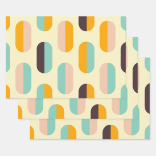 Seamless geometric pattern in retro vibes wrapping paper sheet