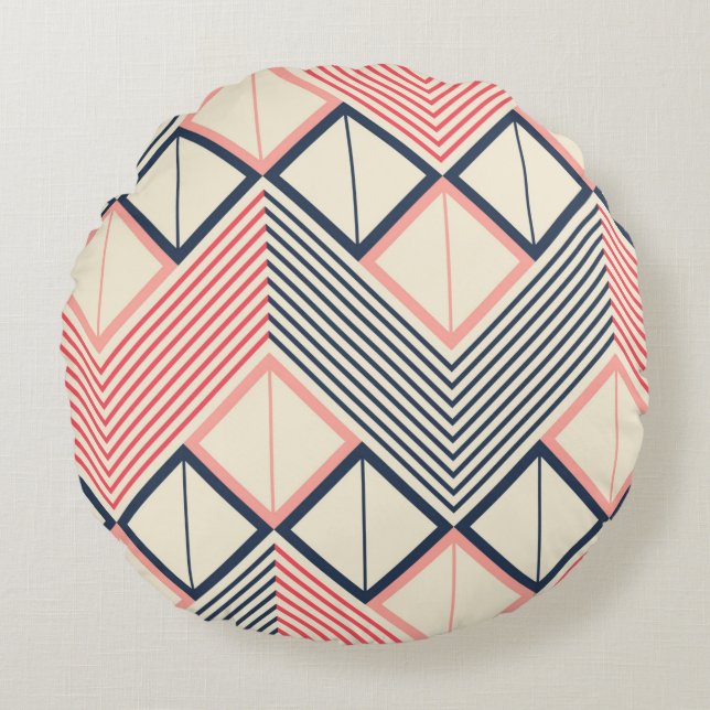 Seamless geometric pattern of horizontal zigzag in round cushion (Front)