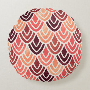 Seamless geometric pattern on paper texture round cushion