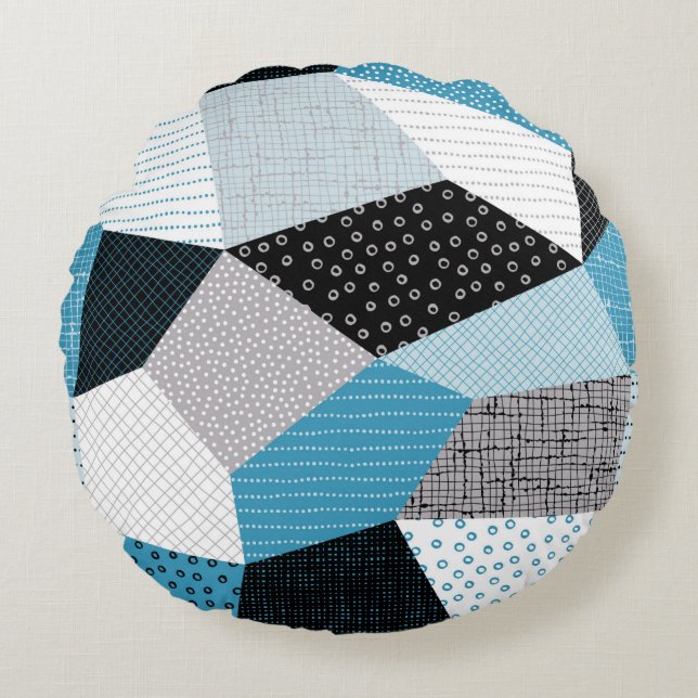 Seamless geometric pattern, patchwork tiles. Freeh Round Cushion (Front)