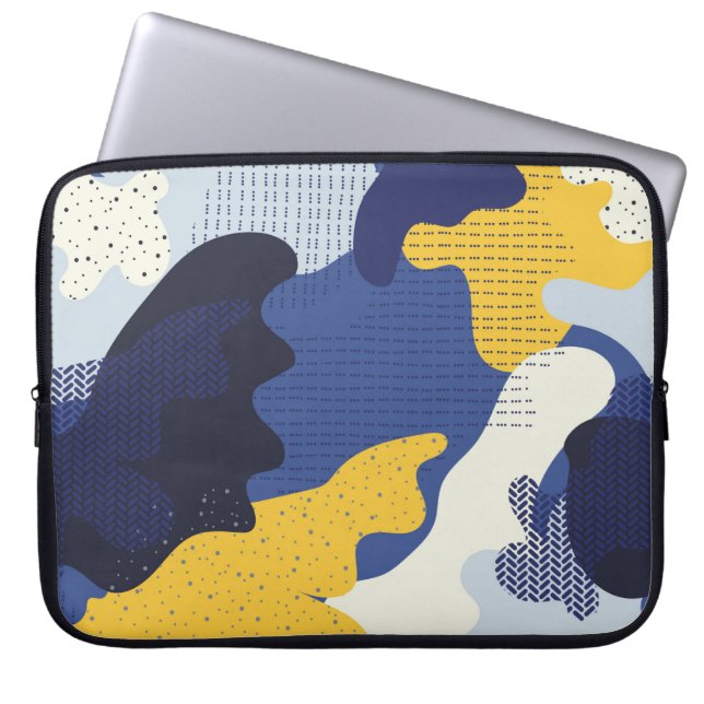 Seamless geometric pattern with abstract camouflag laptop sleeve (Front)
