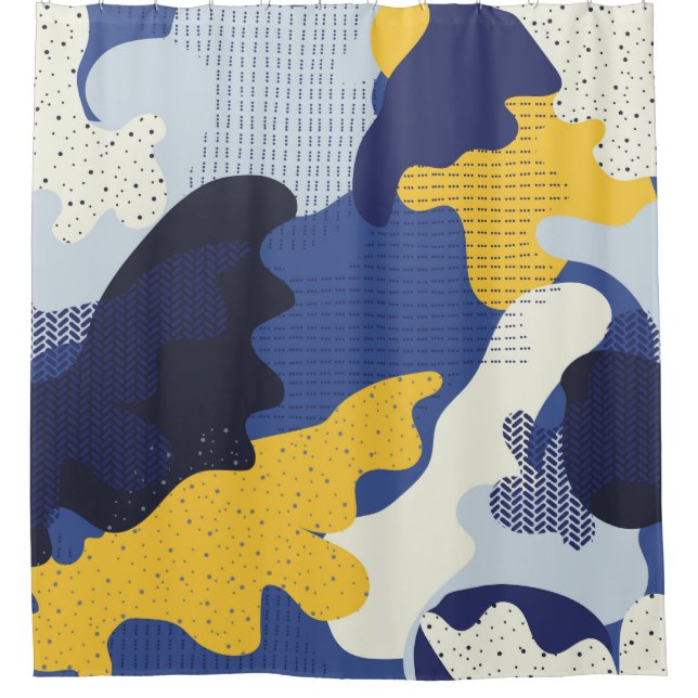 Seamless geometric pattern with abstract camouflag shower curtain (Front)