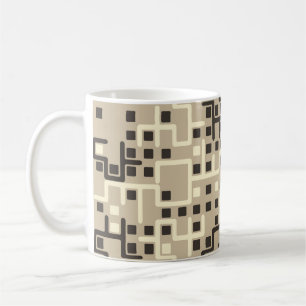 Seamless geometric pattern with colored elements, coffee mug