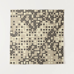 Seamless geometric pattern with colored elements, tapestry