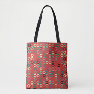 Seamless geometric pattern with colored elements, tote bag