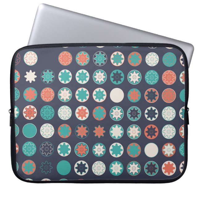 Seamless geometric pattern with coloured elements, laptop sleeve (Front)
