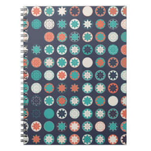Seamless geometric pattern with coloured elements, notebook