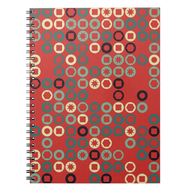 Seamless geometric pattern with coloured elements, notebook (Front)