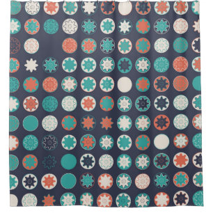 Seamless geometric pattern with coloured elements, shower curtain
