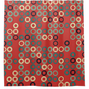 Seamless geometric pattern with coloured elements, shower curtain