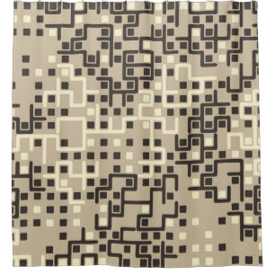 Seamless geometric pattern with coloured elements, shower curtain