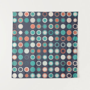 Seamless geometric pattern with coloured elements, tapestry