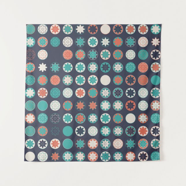 Seamless geometric pattern with coloured elements, tapestry (Front)