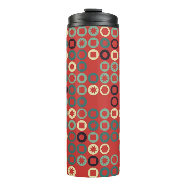 Seamless geometric pattern with coloured elements, thermal tumbler (Front)