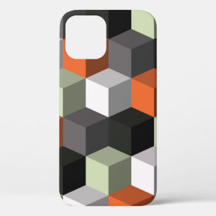 Seamless geometric pattern with cubes and volume iPhone 12 case