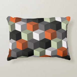 Seamless geometric pattern with cubes and volume decorative cushion