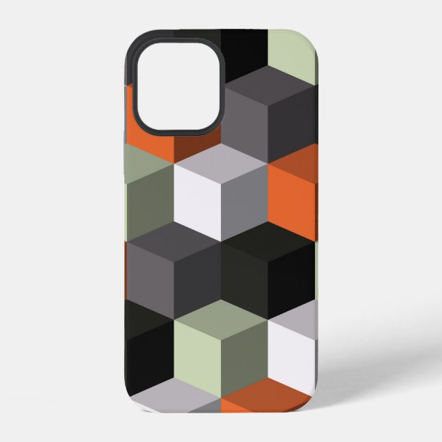 Seamless geometric pattern with cubes and volume iPhone case (Back)