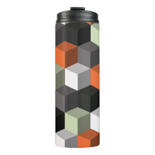 Seamless geometric pattern with cubes and volume thermal tumbler