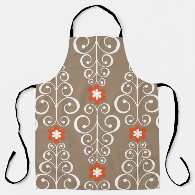 Seamless geometric pattern with flowers apron (Front)