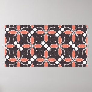 Seamless geometric pattern with flowers. art.  poster