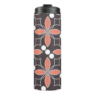 Seamless geometric pattern with flowers. art. thermal tumbler