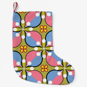Seamless geometric pattern with flowers small christmas stocking