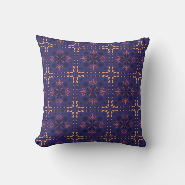 Seamless geometric pattern with orange and red  cushion (Front)