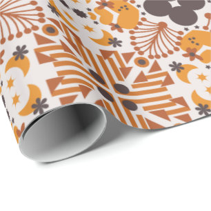Seamless geometric pattern with orange crab motif wrapping paper