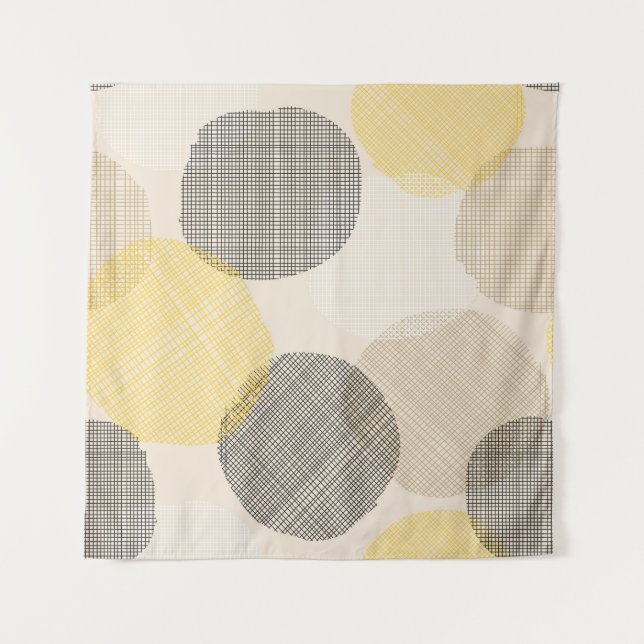 Seamless geometric pattern with pink circles tapestry (Front)