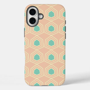 Seamless geometric pattern with teal pentagons iPhone 16 plus case