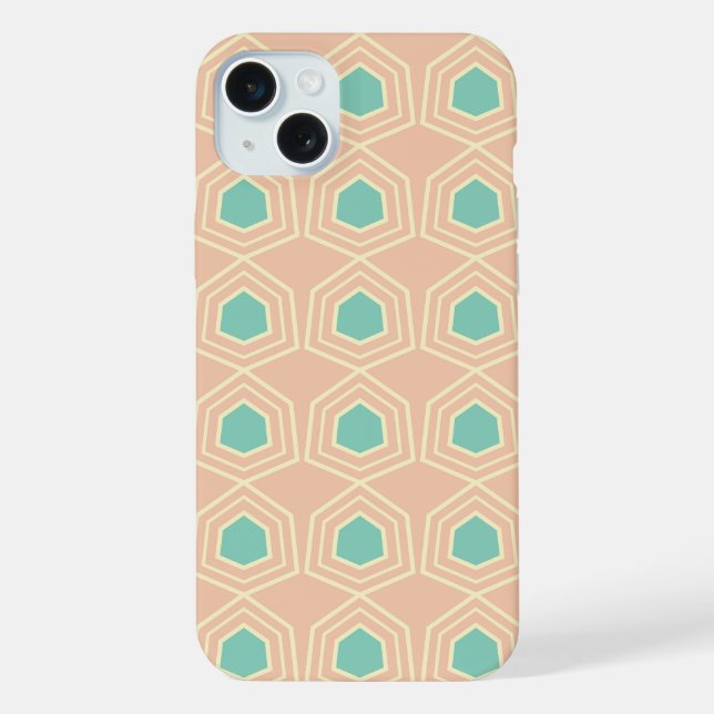 Seamless geometric pattern with teal pentagons iPhone case (Back)