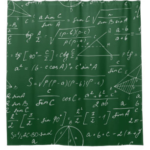 Seamless geometric pattern with trigonometry formu shower curtain