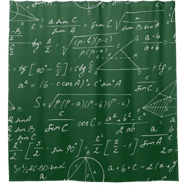 Seamless geometric pattern with trigonometry formu shower curtain (Front)