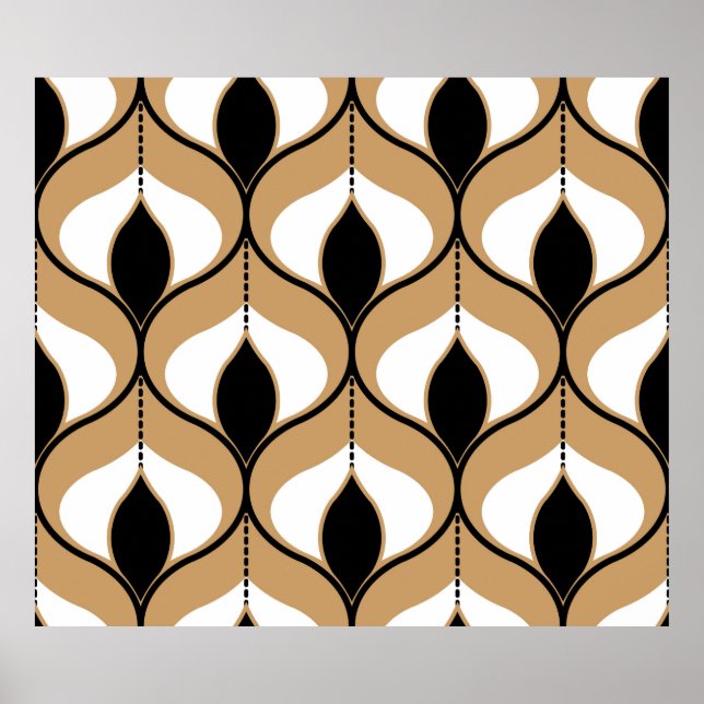 Seamless geometric pattern with wavy lines. art.  poster (Front)