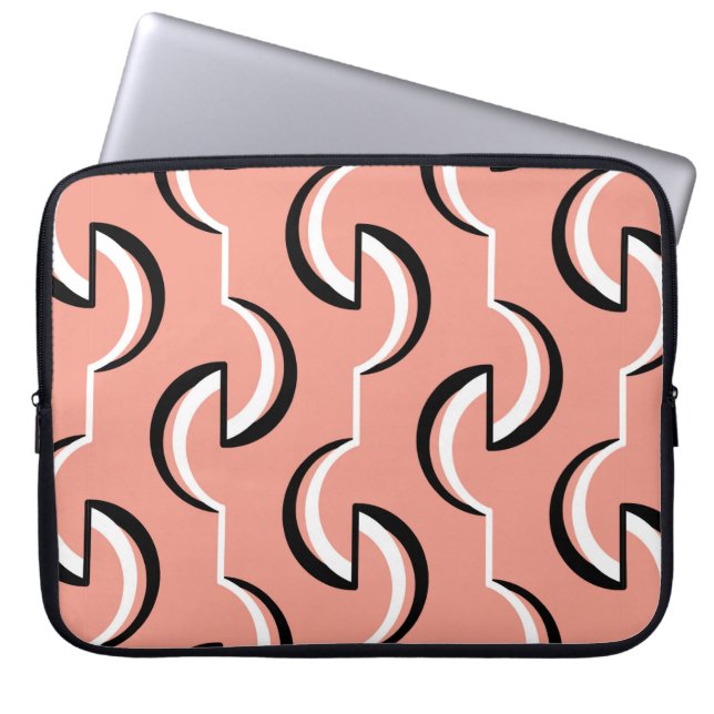 Seamless geometric pattern with wavy lines laptop sleeve (Front)