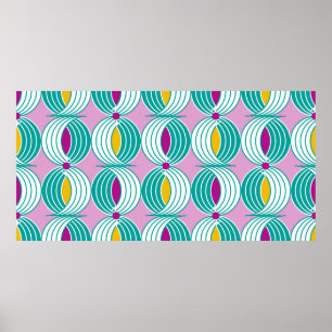 Seamless geometric pattern with wavy lines poster