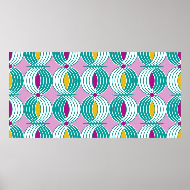 Seamless geometric pattern with wavy lines poster (Front)