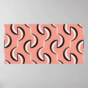 Seamless geometric pattern with wavy lines poster