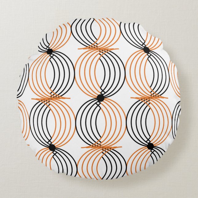 Seamless geometric pattern with wavy lines round cushion (Front)