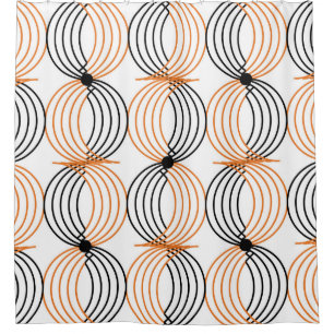 Seamless geometric pattern with wavy lines shower curtain