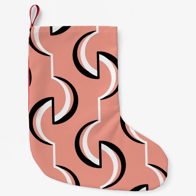 Seamless geometric pattern with wavy lines small christmas stocking (Front)