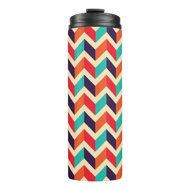 Seamless geometric pattern with zigzags background thermal tumbler (Front)
