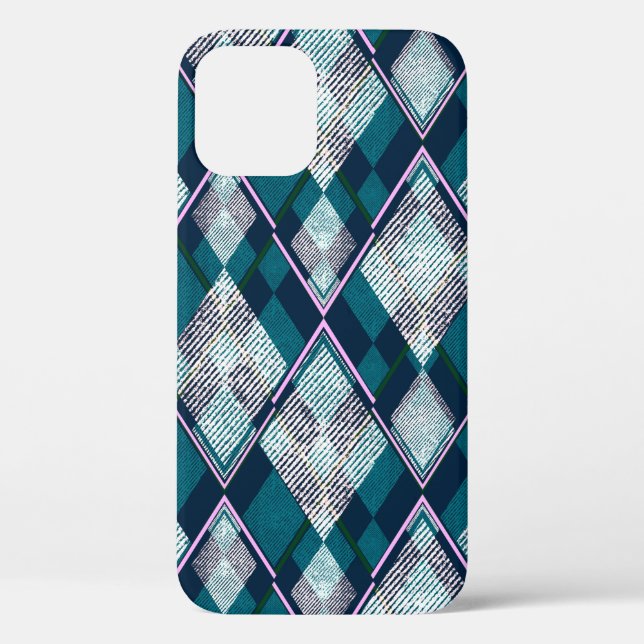 Seamless geometric rhombic pattern, turquoise back Case-Mate iPhone case (Back)