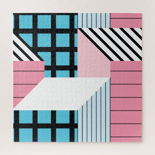Seamless Geometric Shapes Pattern. Jigsaw Puzzle (Vertical)
