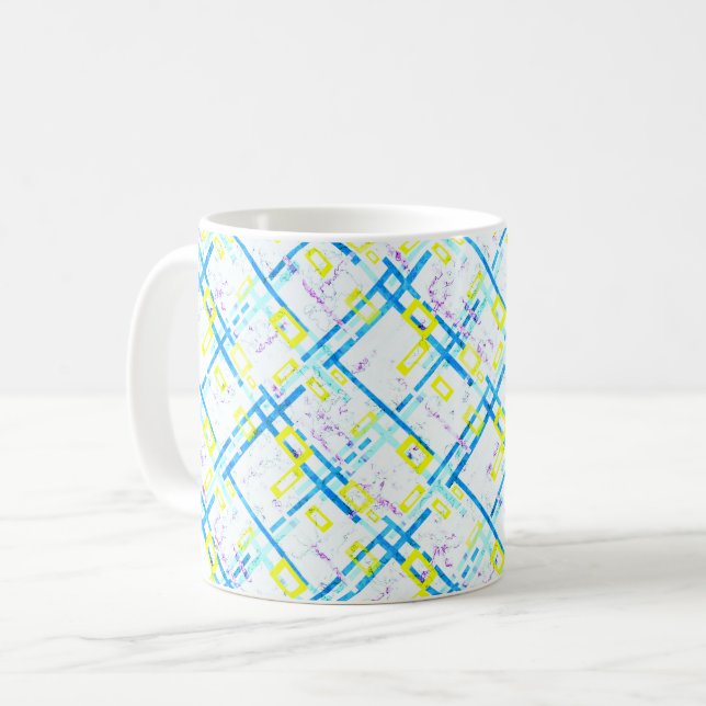 Seamless geometrical bright colours rectangular sh coffee mug (Front Left)