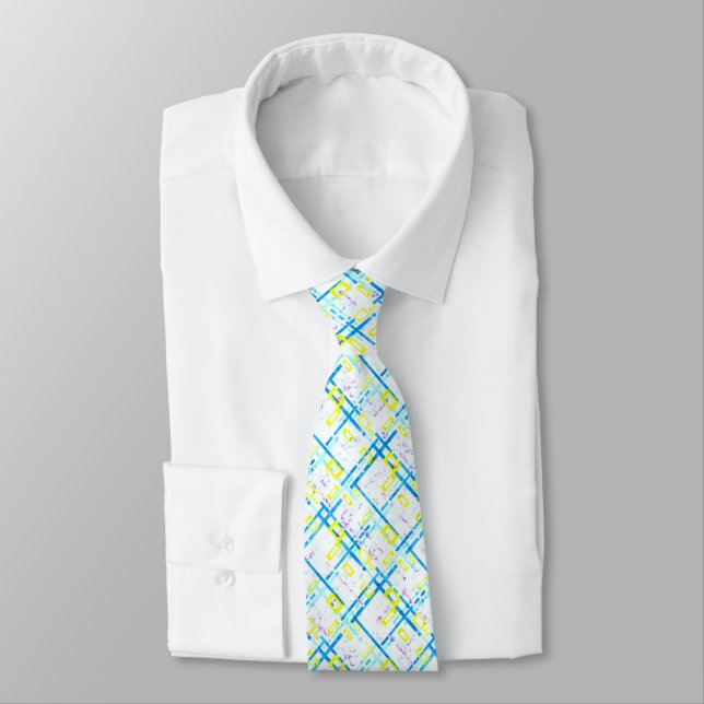 Seamless geometrical bright colours rectangular sh tie (Tied)