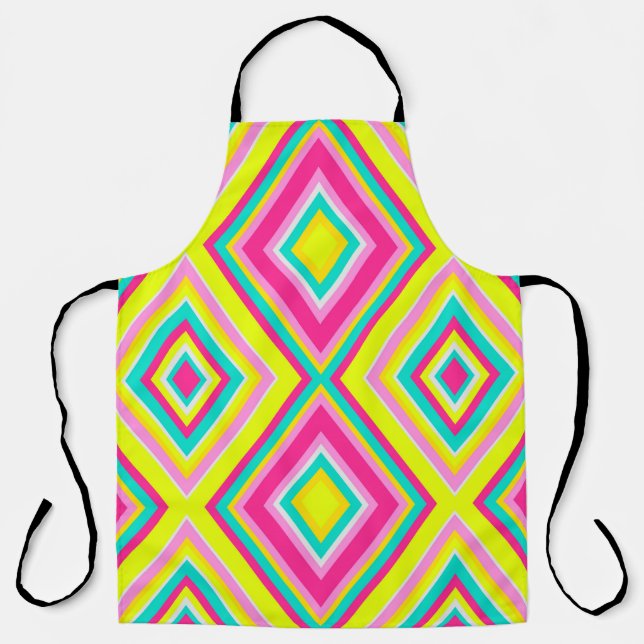 Seamless geometrical modern shapes triangles brigh apron (Front)